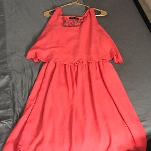 Coral Dress With Open Lace Back